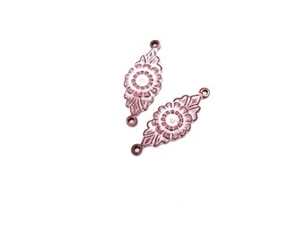 Artisan Enameled Filigree Connector Charms, Handmade Earring Beads