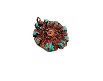 Polymer Clay Pendant, Handmade Artisan Rustic Flower Bead