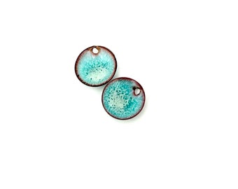 Enamel Poppy Charms, Handmade Copper Jewelry Earring Beads