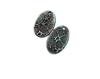 Artisan Copper Charms, Handmade Flower Beads, Precious Metal Clay
