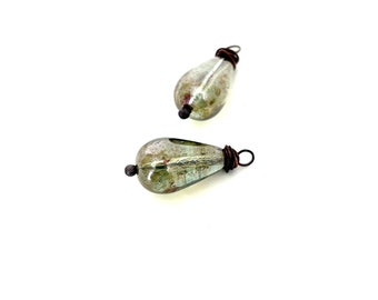 Picasso Czech Glass Faceted Antiqued Copper Bead Charms