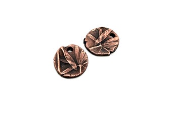 Artisan Copper Charms, Handmade Leaf Beads, PMC