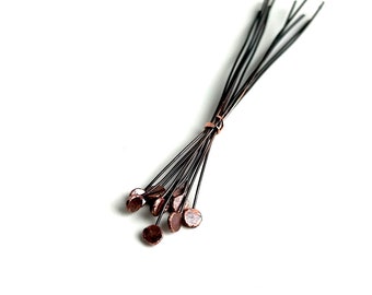 Copper 24 Gauge Flat Headpins, Artisan Jewelry Components