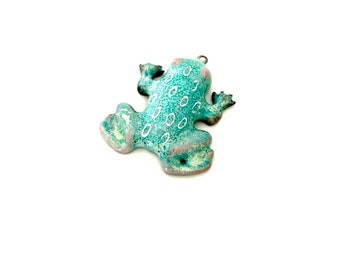 Enamel Earring Charm, Handmade Copper Jewelry Frog Pendant