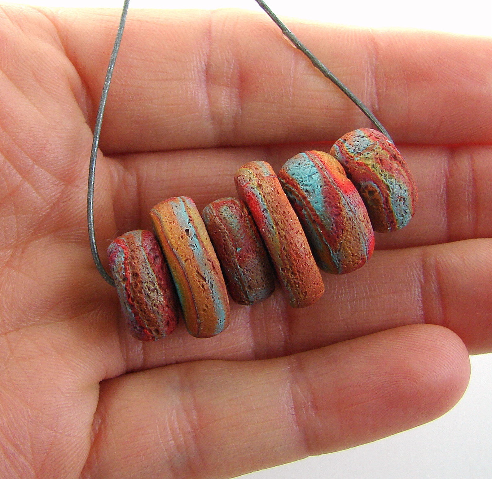 Handmade Polymer Clay Disc Beads Rustica Erosion Etsy