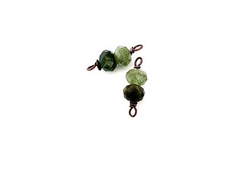 Emerald Faceted Antiqued Copper Bead Charms