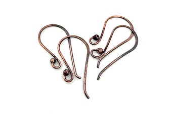 Antiqued Copper French Ear Wires, Handmade Jewelry Findings