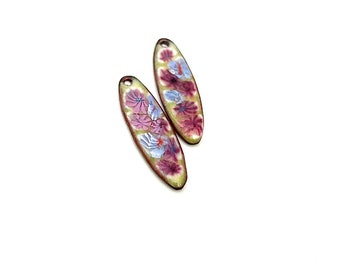 Artisan Enamel Charms, Jewelry Flower Earring Millefiori Drops