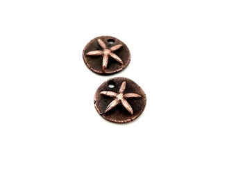 Artisan Copper Charms, Handmade Starfish Beads, PMC