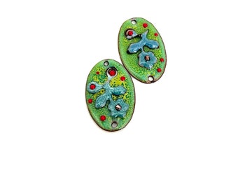 Enamel Earring Charms, Handmade Jewelry Connector Components