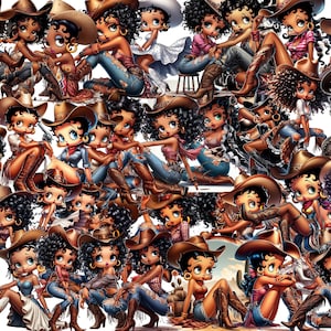 50 Country Boop Afro-Americano Betty Boop Arte Digital png clip art prints Pacote Betty Boop Preto para impressão camisa canecas copo