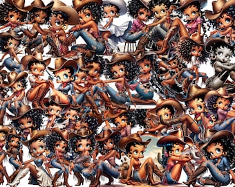 50 Country Boop African American Betty Boop Digital Art png clip art prints Black Betty Boop Bundle    pack for print shirt mugs tumbler
