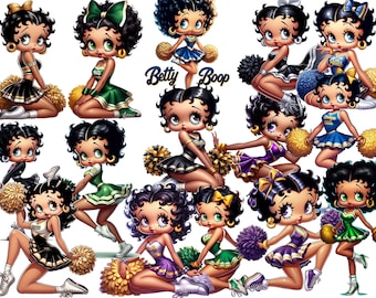 CheerLeader Betty Boop pack Digital Art png clip art print Black Betty Boop  for print shirt mugs tumbler stickers scrapbook