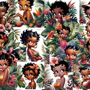 Betty Boop Digital Art Pngs Bundle Beautiful Black Betty Boop Digital Art png great for cards scrapbook stickers shirt tumblers  clipart