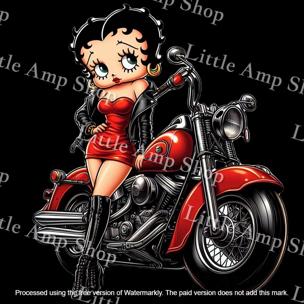 Motorcycle, Betty Boop, Digital Art, Png, Clip Art, Prints, Black