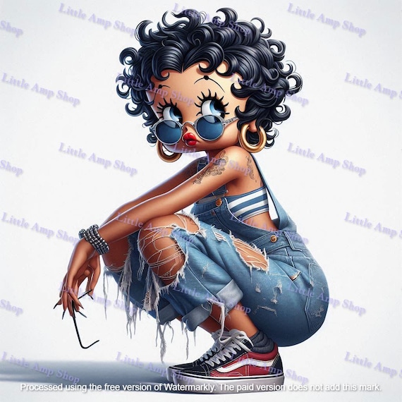 BETTY BOOP オーバーオール Baddie Betty Boop, Overalls, Vintage Digital Art, Clipart, Print