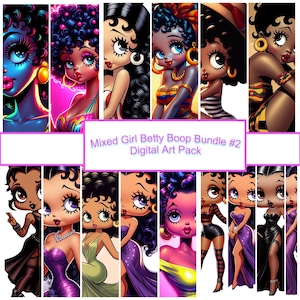 Schöne afroamerikanische Betty Boop png Clip Art Prints Black Betty Boop 15 Bundle Pack #2 Pack for print shirt becher becher
