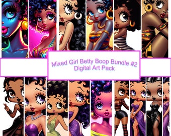 Beautiful African American Betty Boop Digital Art png clip art prints Black Betty Boop 15 Bundle Pack #2   pack for print shirt mugs tumbler
