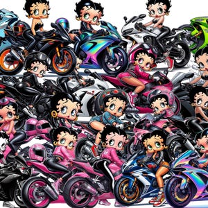 Moto sportiva, Motocicletta, Betty Boop, Arte digitale, png, clip art, stampe, Betty Boop Bundle Pack stampa magliette tazze, bicchiere, SPORTBIKE