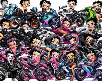 Sport bike, Motorcycle, Betty Boop, Digital Art, png, clip art, prints, Betty Boop Bundle Pack print shirt mugs, tumbler, SPORTBIKE
