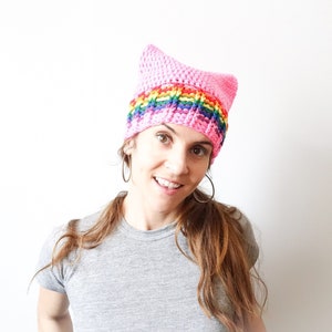 Pink Pussyhat Project, Rainbow Pride, Women's March, Planned Parenthood Donation, Girl Boss, Political Art, Cat Hat Pattern, Blue Wave image 1