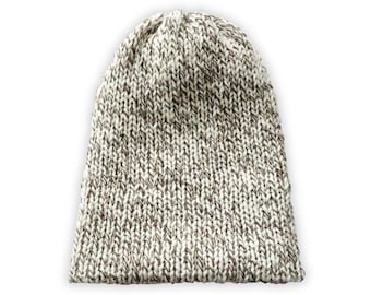 Rustikale Birch Wood Slouchy Mütze | 100% reine Wolle | Gemütliches & stilvolles Winter Accessoire | Strickmütze für Herren | Handgefertigte Warme Natur Mütze