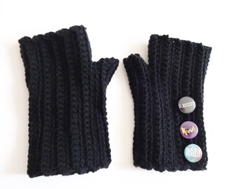 Black fingerless gloves, cut-off mittens, Creative Resistance, Planned Parenthood donation, womens movement, pussyhat project, Political Art