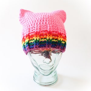 Pink Pussyhat Project, Rainbow Pride, Women's March, Planned Parenthood Donation, Girl Boss, Political Art, Cat Hat Pattern, Blue Wave image 3