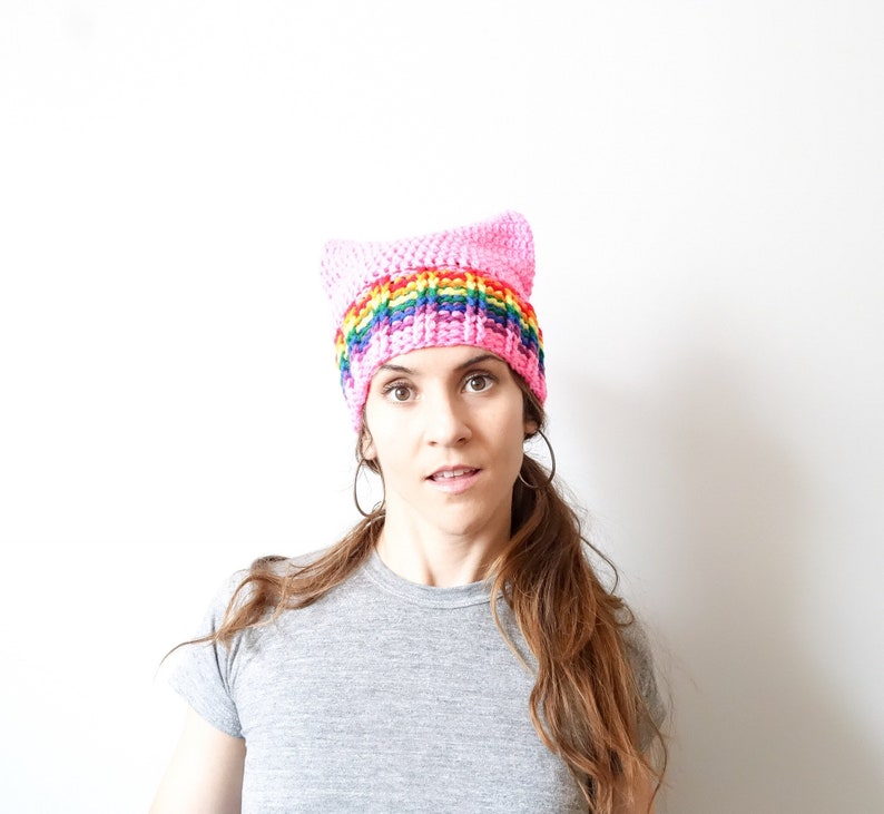 Pink Pussyhat Project, Rainbow Pride, Women's March, Planned Parenthood Donation, Girl Boss, Political Art, Cat Hat Pattern, Blue Wave image 5