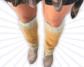 LEG WARMERS hand-knit, Hippie leg warmers, urban slouchy socks, gender neutral dance warmers, knee length stockings | Sandy City