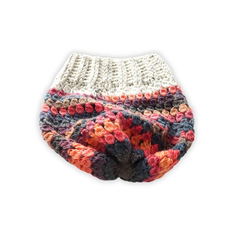 Cluster Mesh Beanie Crocheted Beanie 100% Wool, Bread & Butterflies Winter Hat, Slouchy Crocheted Tam, Handmade Slouchy Hat image 3