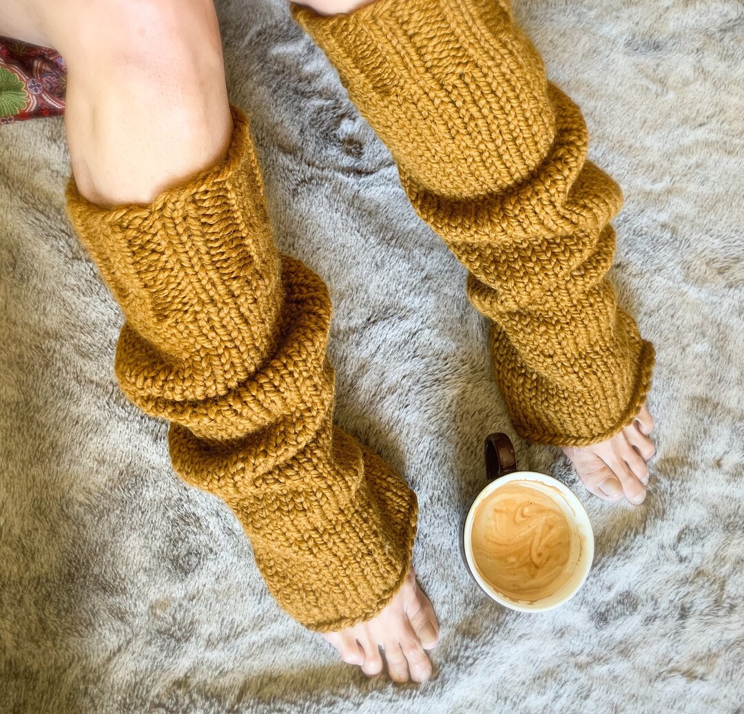 LEG WARMERS in Flax, Chunky Knit Leg Warmers, Urban Slouchy Socks