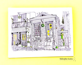 Rainy Day Illustrated Note Card