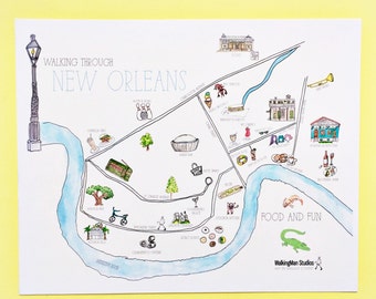 Walking through New Orleans Illustrated Map