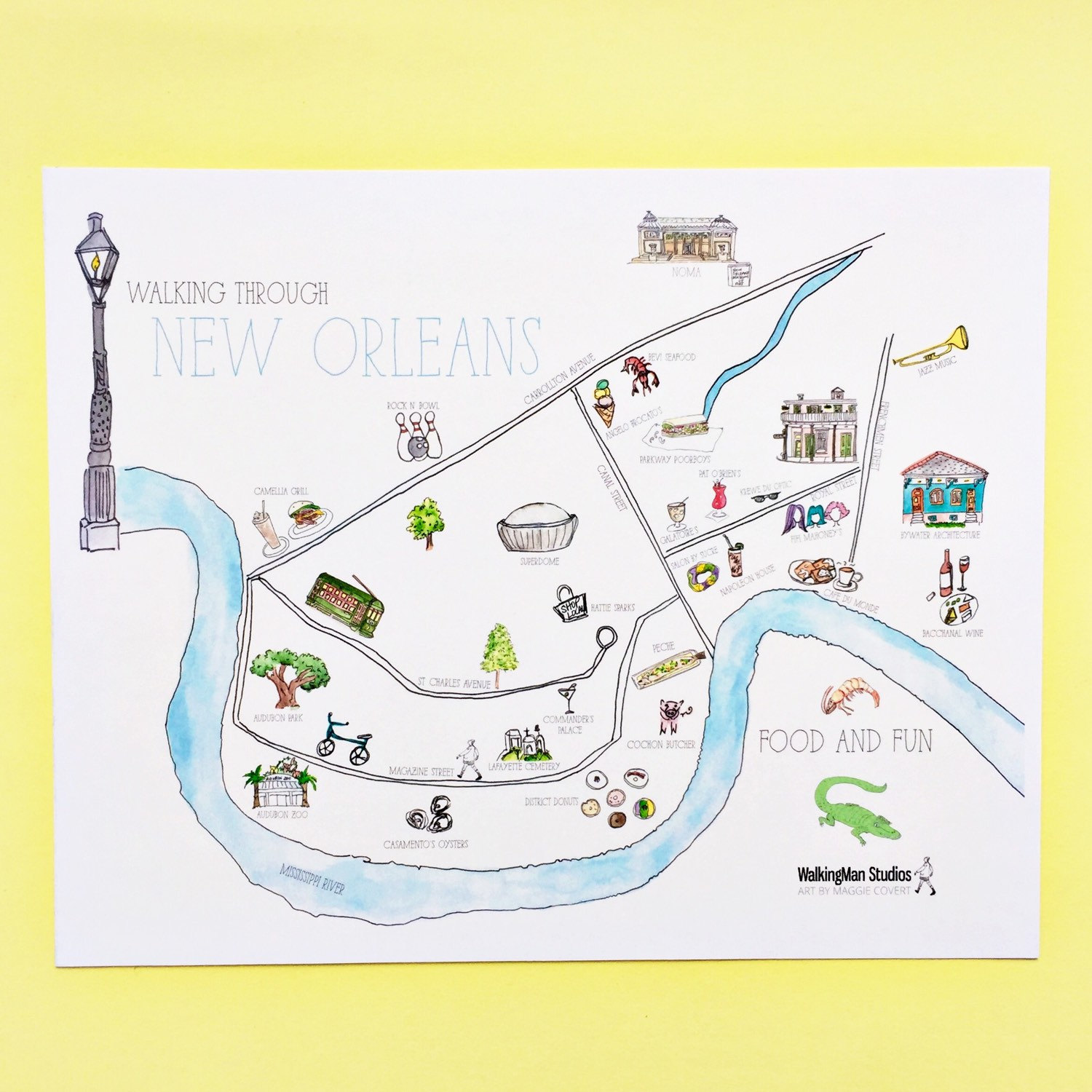 Walking Through New Orleans Illustrated Map Etsy