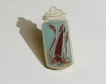 Squid in a Jar Enamel Pin