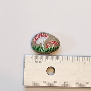 Hand-Painted Amanita Mushroom Rock Art