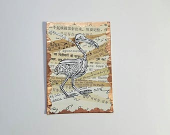 Seagull Skeleton Original Mixed Media ACEO