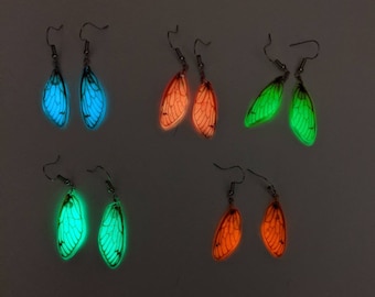 Glow in the Dark Cicada Wing Earrings