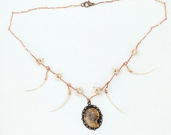 Rattlesnake Bone and Ammonite Fossil Necklace