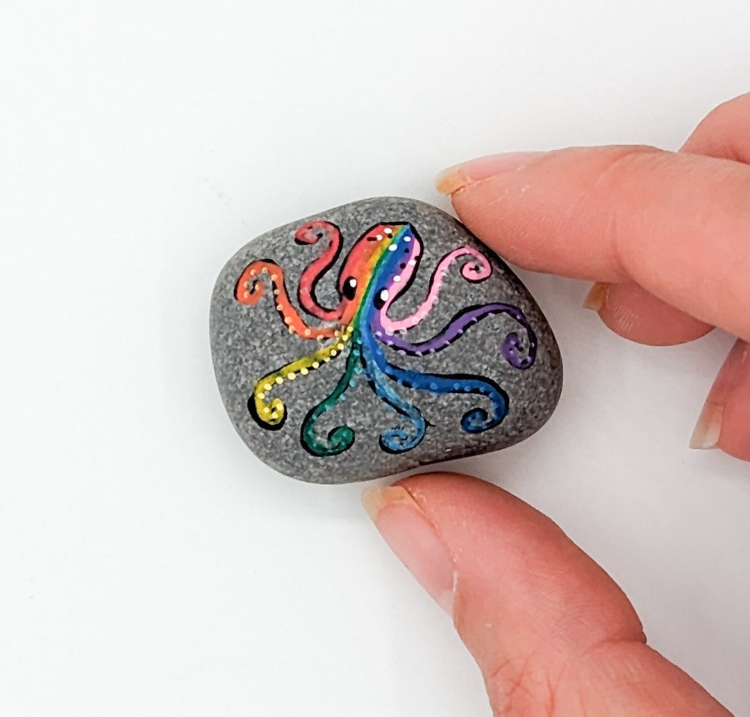 Rainbow Octopus Rock - Etsy