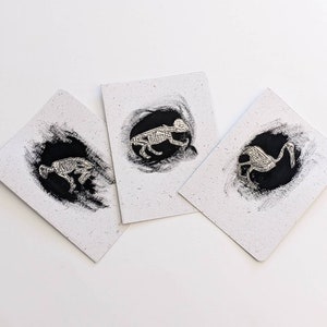 Tarjetas de felicitación con esqueletos de animales impresos en relieve (juego de 3)