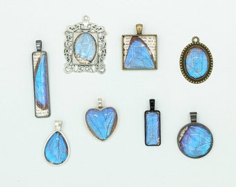 Blue Morpho Butterfly Wing Pendant, Choose your Shape