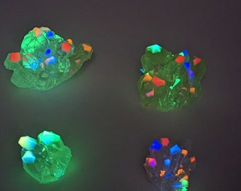 Multicolored Glow in the Dark Resin Crystal Cluster