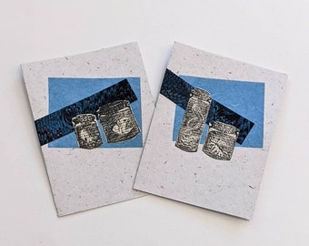 Relief Printed Curio Collection with Sea Creatures Greeting Cards-- Set of Two