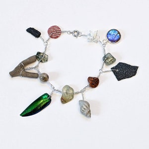 Silver Wire Curio Collection Charm Bracelet  with Prehnite Beads