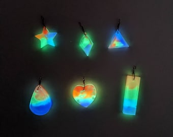 Rainbow Glow in the Dark Pendant-- Choose your Shape