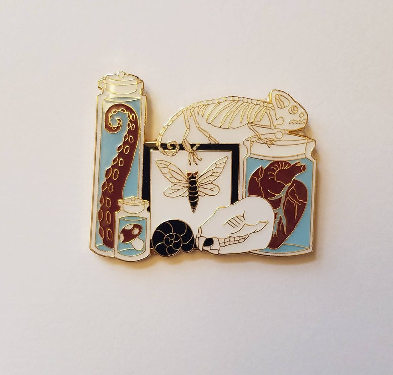 Cabinet of Curiosities Enamel Pin with Heart image 1