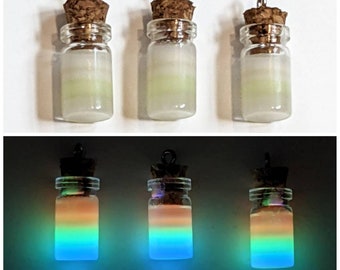 Rainbow Glow in the Dark Mini Bottle Pendant