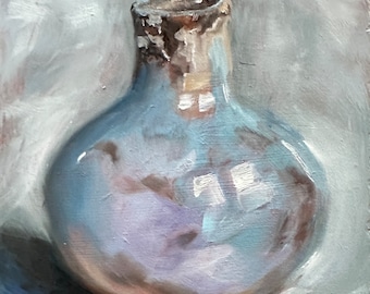 Vase Oil Painting Original – Hand Painted Still Life, Modern Wall Art, Original Artwork, 15 x 15 cm